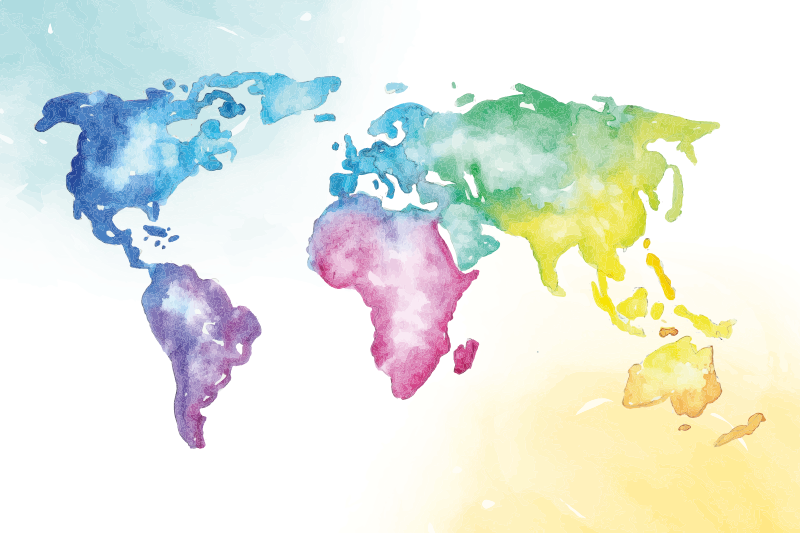 Vibrant global map vinilna preproga z zemljevidom sveta - TenStickers