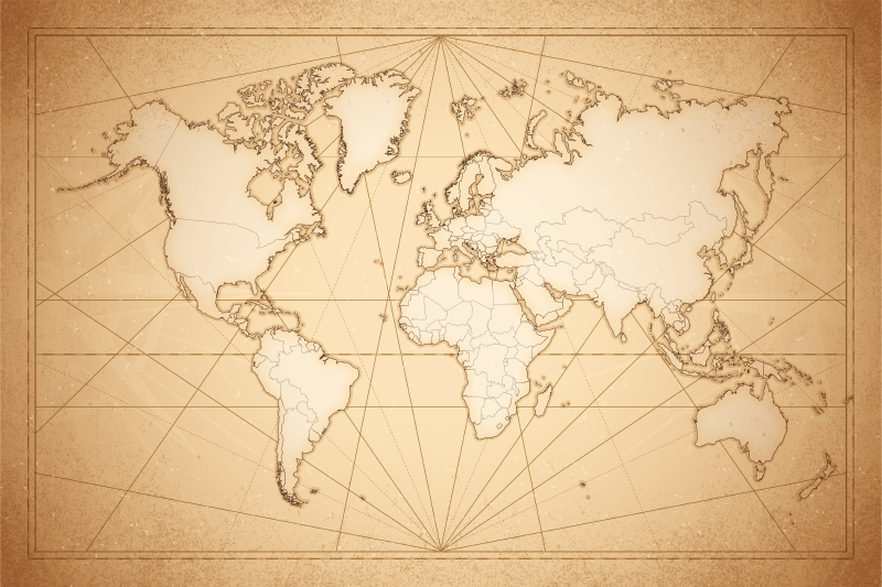 Starinsko bež dizajn Vinilna preproga z zemljevidom sveta - TenStickers