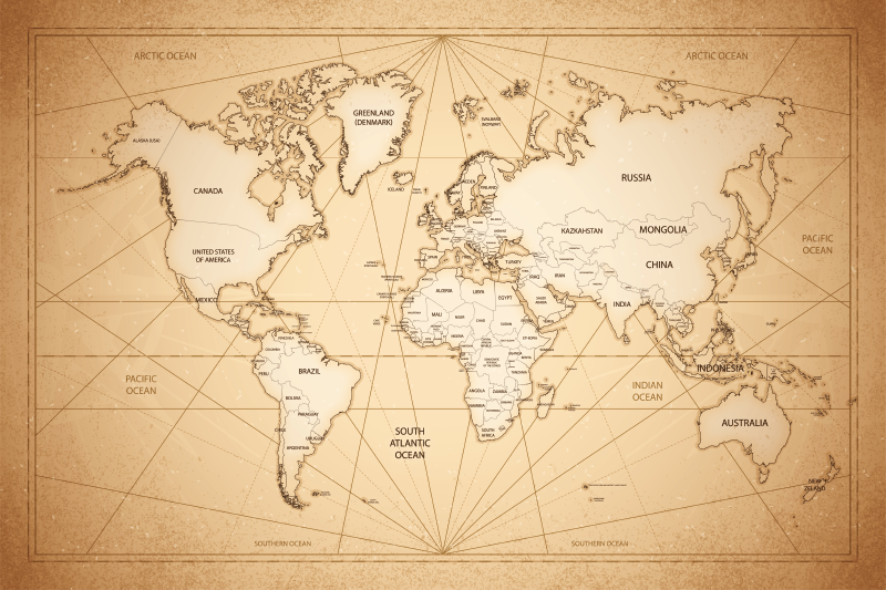 Umetnost zemljevida sveta Vinilne preproge za spalnico - TenStickers