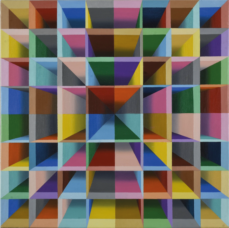 Moderna umetnost pisane kocke luknje moder preproga - TenStickers