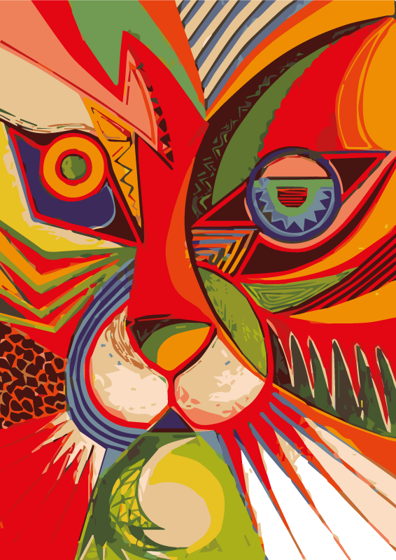 Colorful cat face tepih z živalskim potiskom - TenStickers