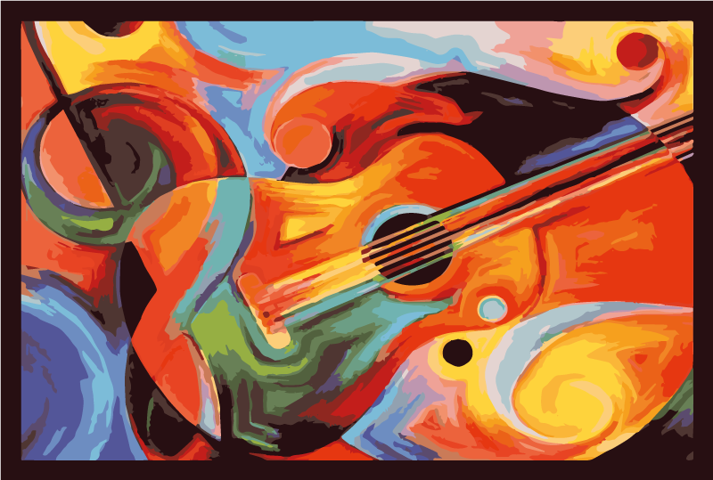 Moderna umetnost barvita kitara vinil preproga - TenStickers