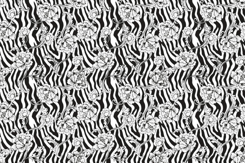 Cvetlični zebrasti vzorec vinilni tepih s potiskom živali - TenStickers