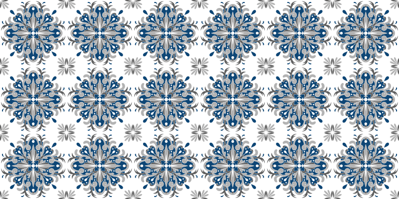 Elegant blue floral vinilna mozaik preproga - TenStickers