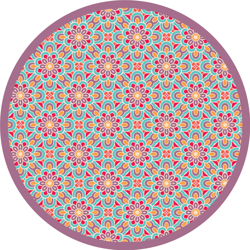 Vibrant flower pattern vinilna preproga mandala - TenStickers