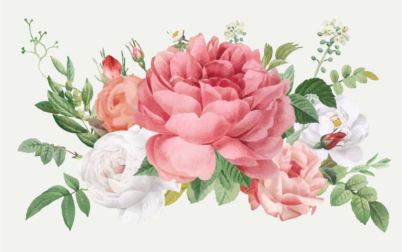 Cvetje in vrtnice cvetlična vinil preproga - TenStickers