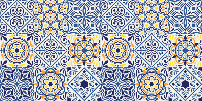 živahna razporeditev ploščic Vinilna preproga za kuhinjo - TenStickers