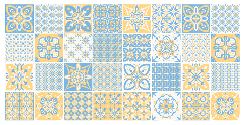 Portugalske mešane ploščice kuhinjske talne ploščice - TenStickers