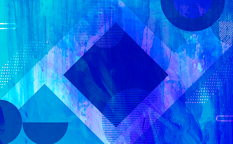 Modri geometrijski motivi minimalistična vinilna preproga - TenStickers