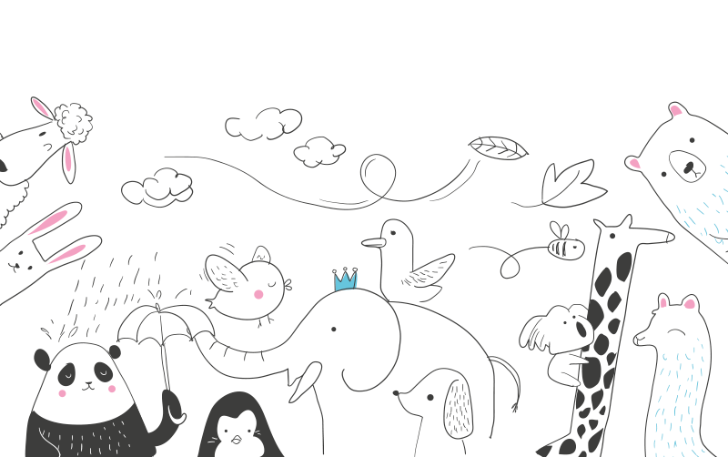 Minimalistic animal friends vinilna preproga za dojenčke - TenStickers