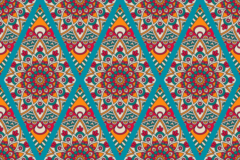 živahen barvit koncept Vinilna preproga mandala - TenStickers