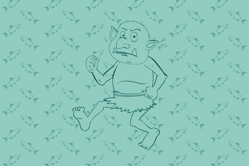 Norveški trol, ki drži lososovo etnično preprogo - TenStickers