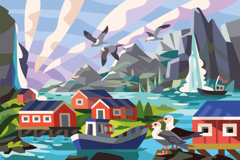 Norveška obala Naravne vinilnea preproga - TenStickers