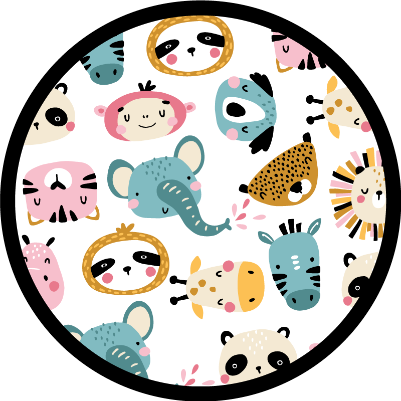 Pisane živali na safariju Otroške vinilna preproga - TenStickers