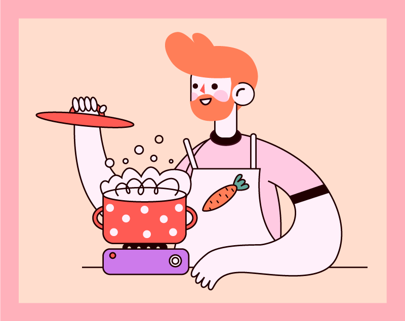 Kuhinjski človek, ki kuha kuhinjske talne ploščice - TenStickers