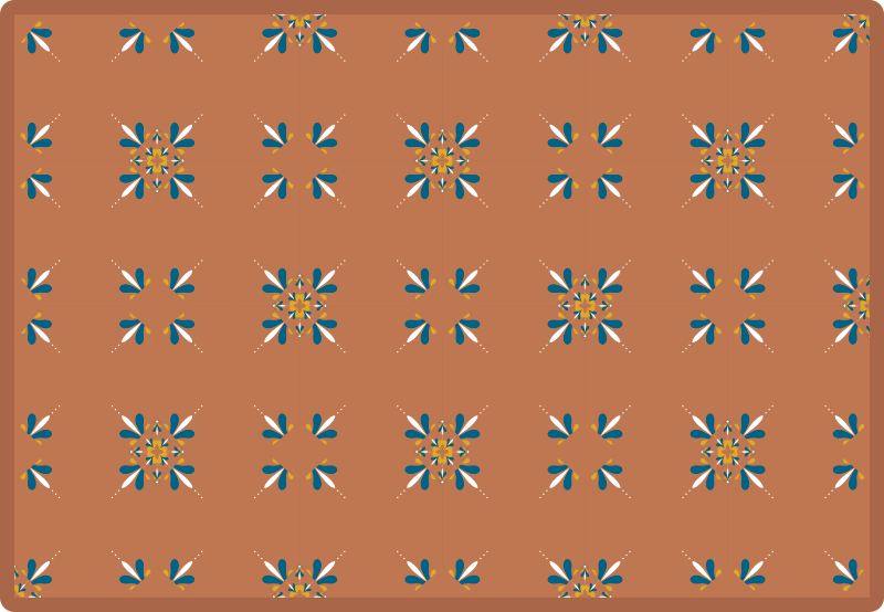 Terakotne ploščice z modro podstavki ploščic - TenStickers