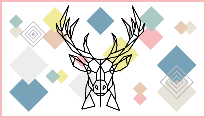 Origami stag art vinilne preproge z vzorci - TenStickers