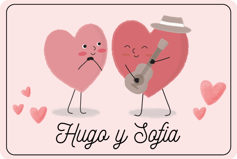 Duo srčkov z imenom Vinilne preproge za spalnico - TenStickers