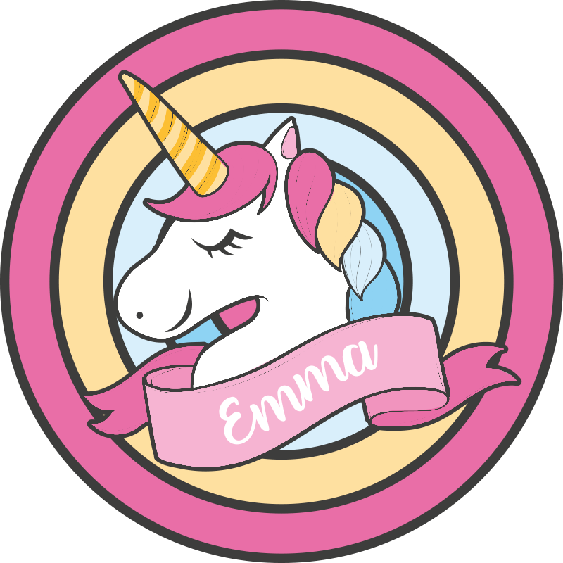 Unicorn name in badge vinilne preproge z vzorci - TenStickers