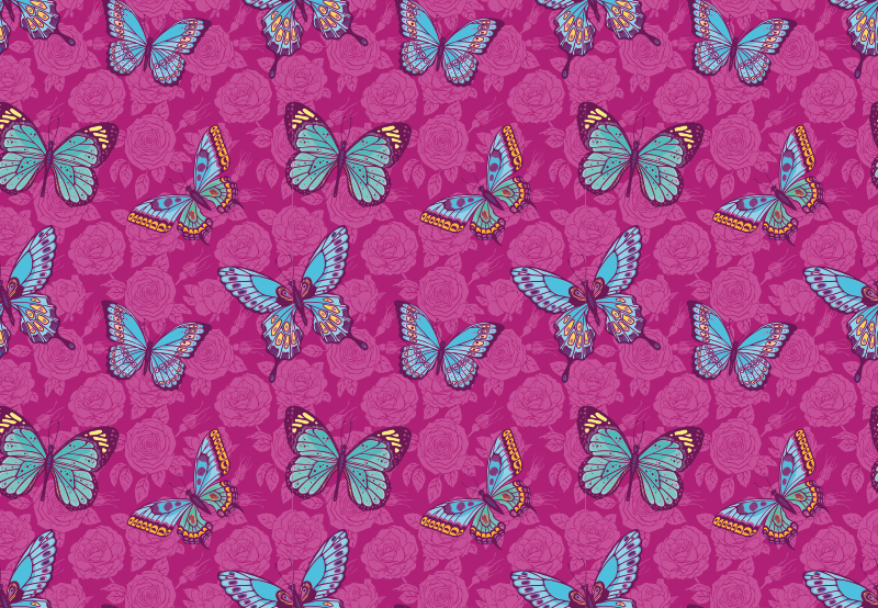 Cvetlični motiv metulja cvetlična vinilna preproga - TenStickers