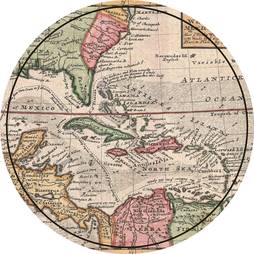 Starodavni zemljevid sveta carribean preproga - TenStickers