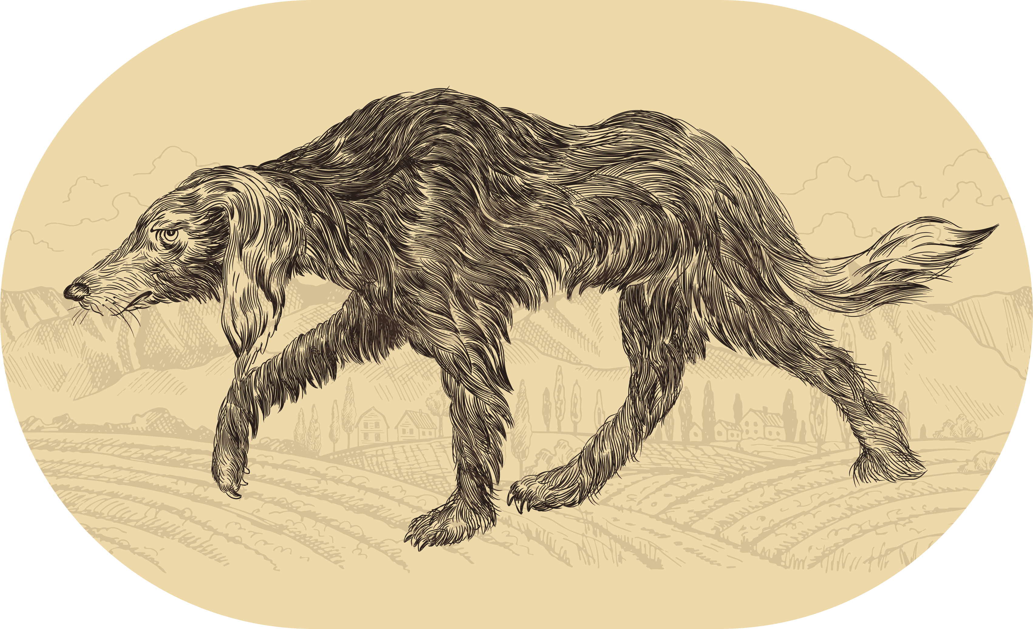 Elegantna pasja silhueta Tepih z živalskim potiskom - TenStickers