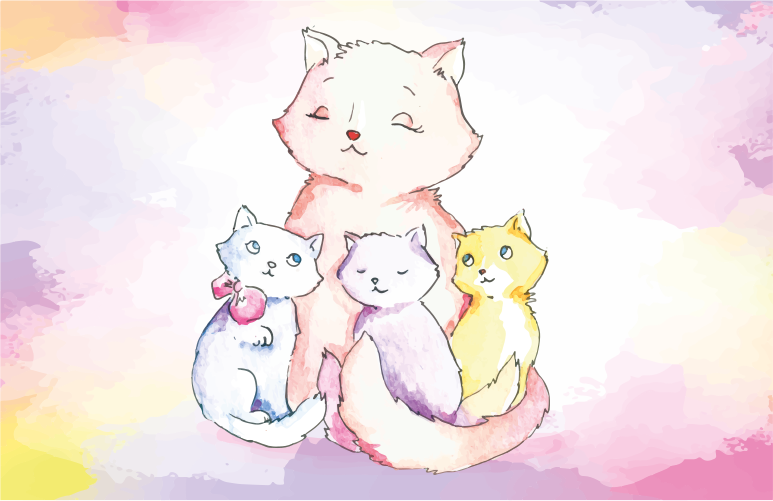 Družina mačk preproga za spalnice - TenStickers