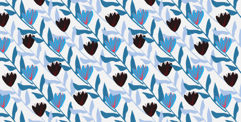 Botanični listni aranžma cvetlična vinilna preproga - TenStickers