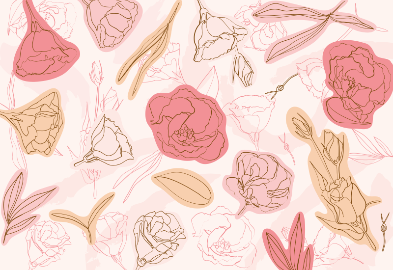 Botanični slog orisa cvetlična vinilna preproga - TenStickers