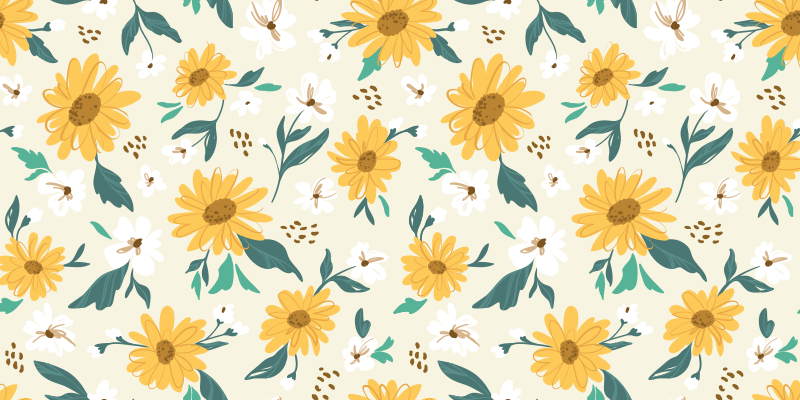 Cheerful floral pattern cvetlična vinilna preproga - TenStickers
