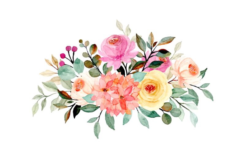 Risano cvetje z barvno cvetlično preprogo - TenStickers