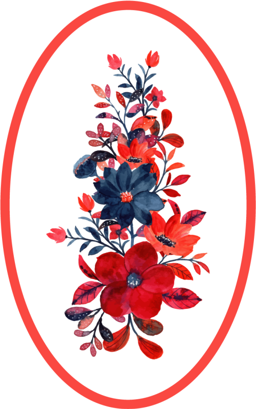 Rdeče narisana cvetlična vinil preproga - TenStickers