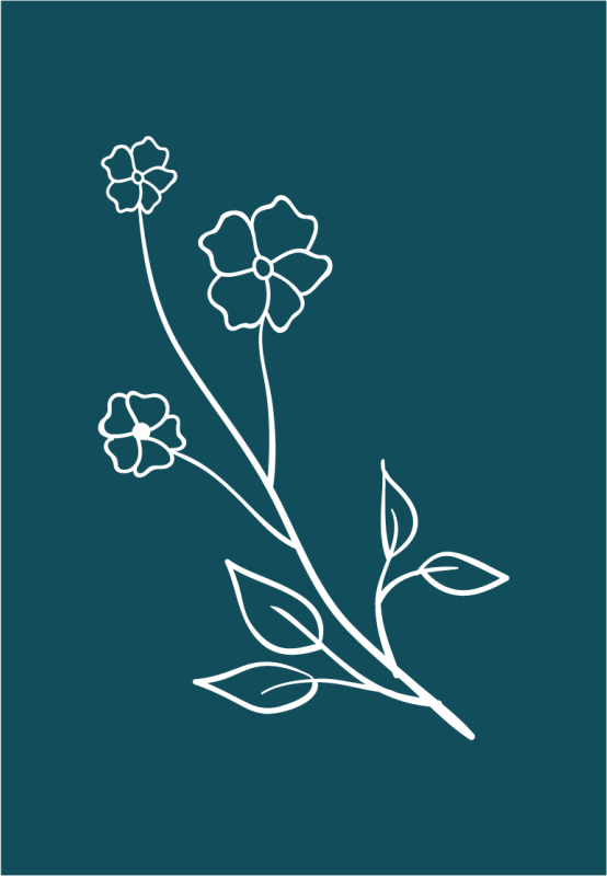 Risano cvetje in listi cvetlična preproga - TenStickers