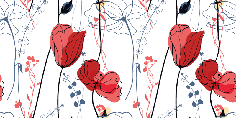 Milost škrlatnega cveta cvetlična vinilna preproga - TenStickers