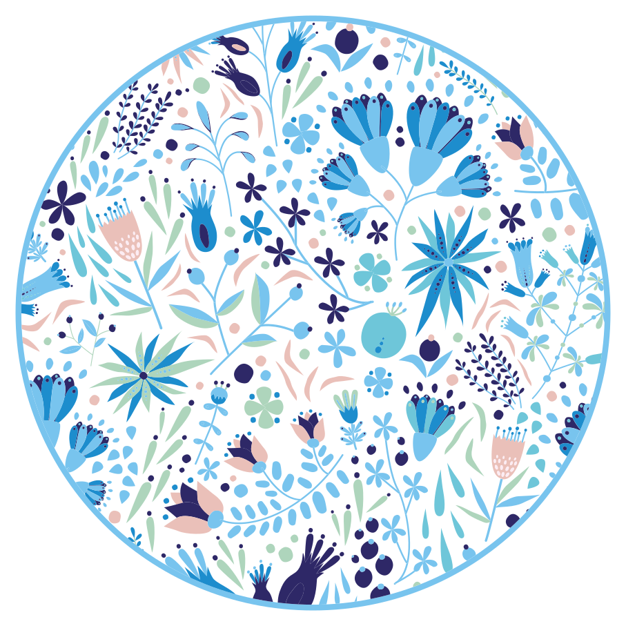 Krožno poljsko cvetje v modri cvetlični preprogi - TenStickers