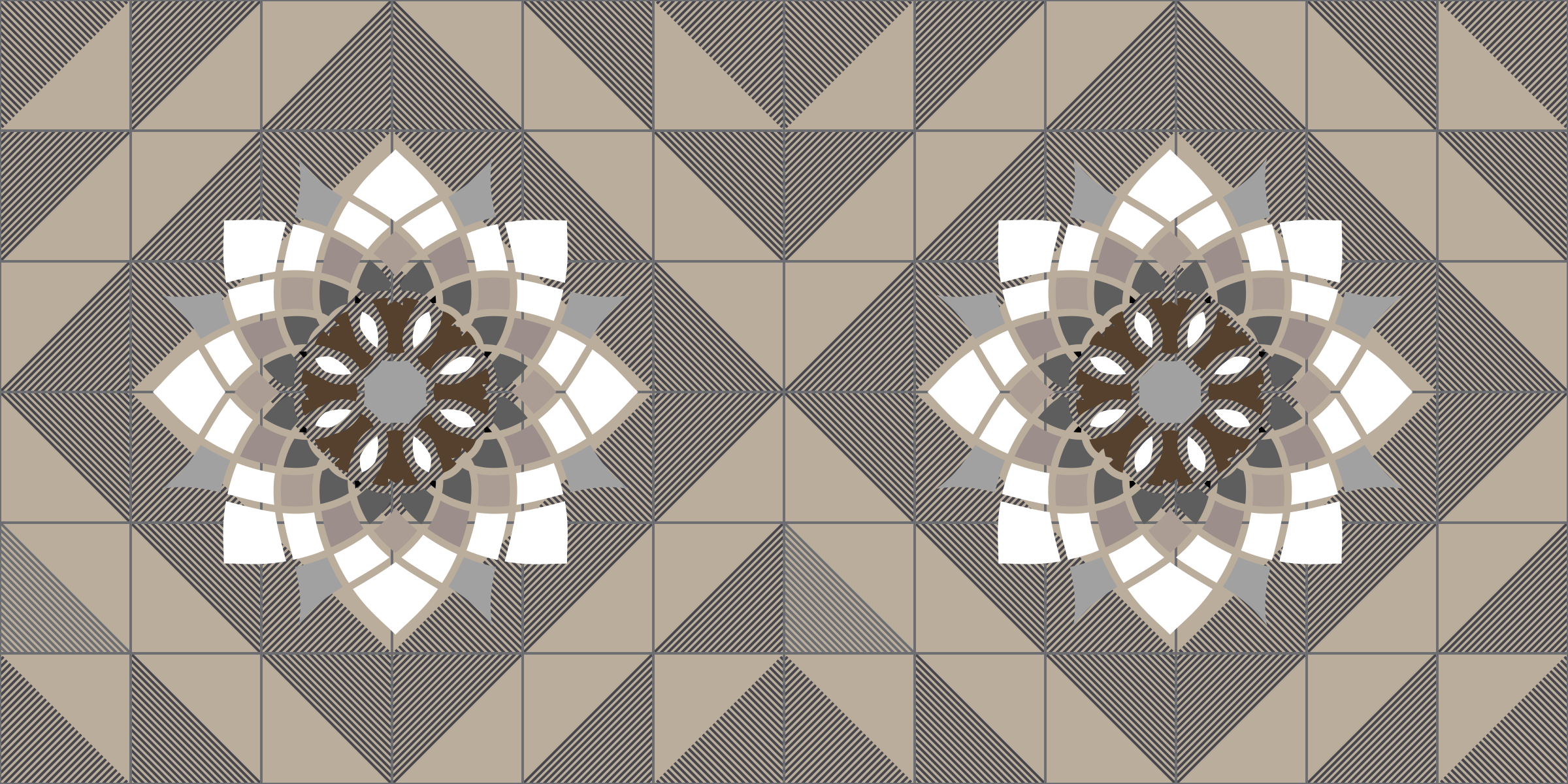 Geometrijski cvetlični motiv Vinilna mozaik preproga - TenStickers