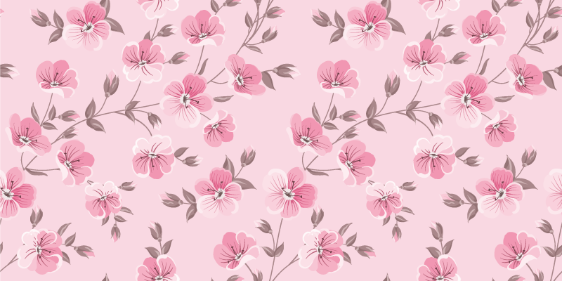 Floral pink harmony cvetlična vinilna preproga - TenStickers