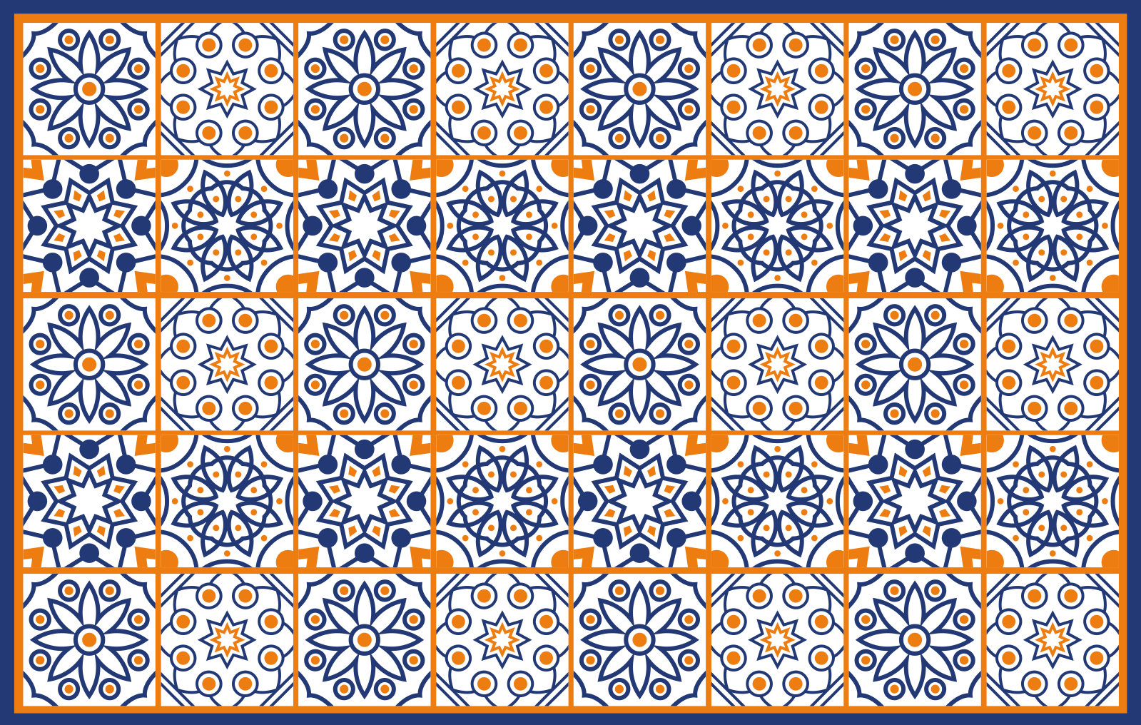 Vibrant blue pattern vinilna talna obloga ploščice - TenStickers