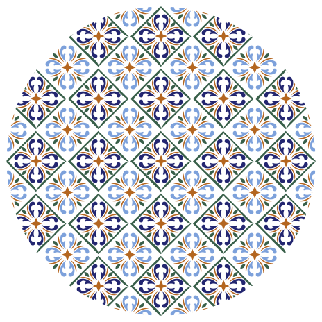 Geometric blue shades vinilna talna obloga ploščice - TenStickers