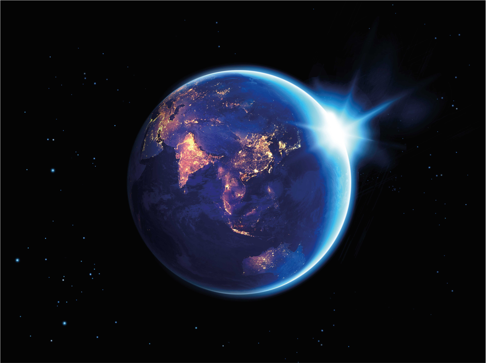 Pogled na planet zemlja Vinilna preproga z zemljevidom sveta - TenStickers