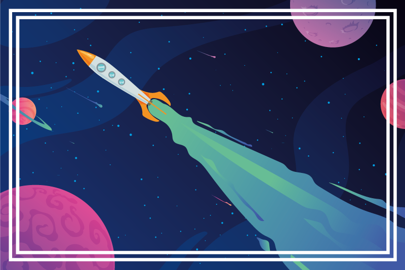 Vesoljska ladja v orbiti vinilna preproga s zvezdami - TenStickers