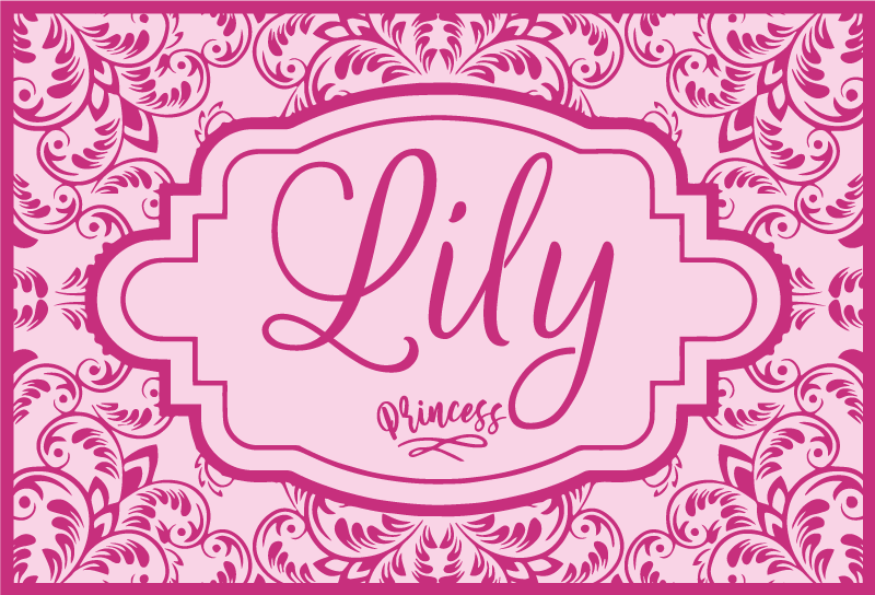 Cvetlični vzorec princese Vinilna preproga z imeni - TenStickers