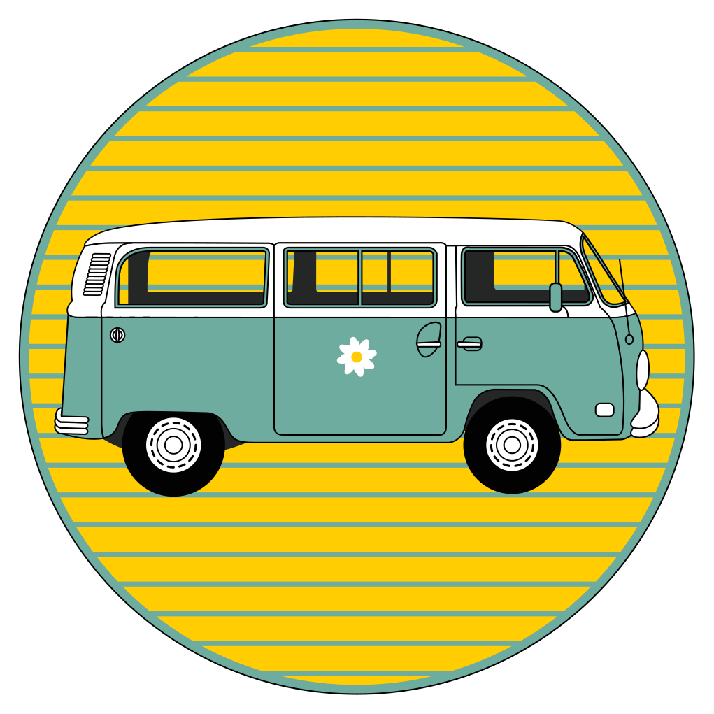 Starinski kombi z marjetico vinilna preproga s zvezdami - TenStickers