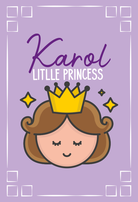Tema male princese Vinilna preproga z imeni - TenStickers