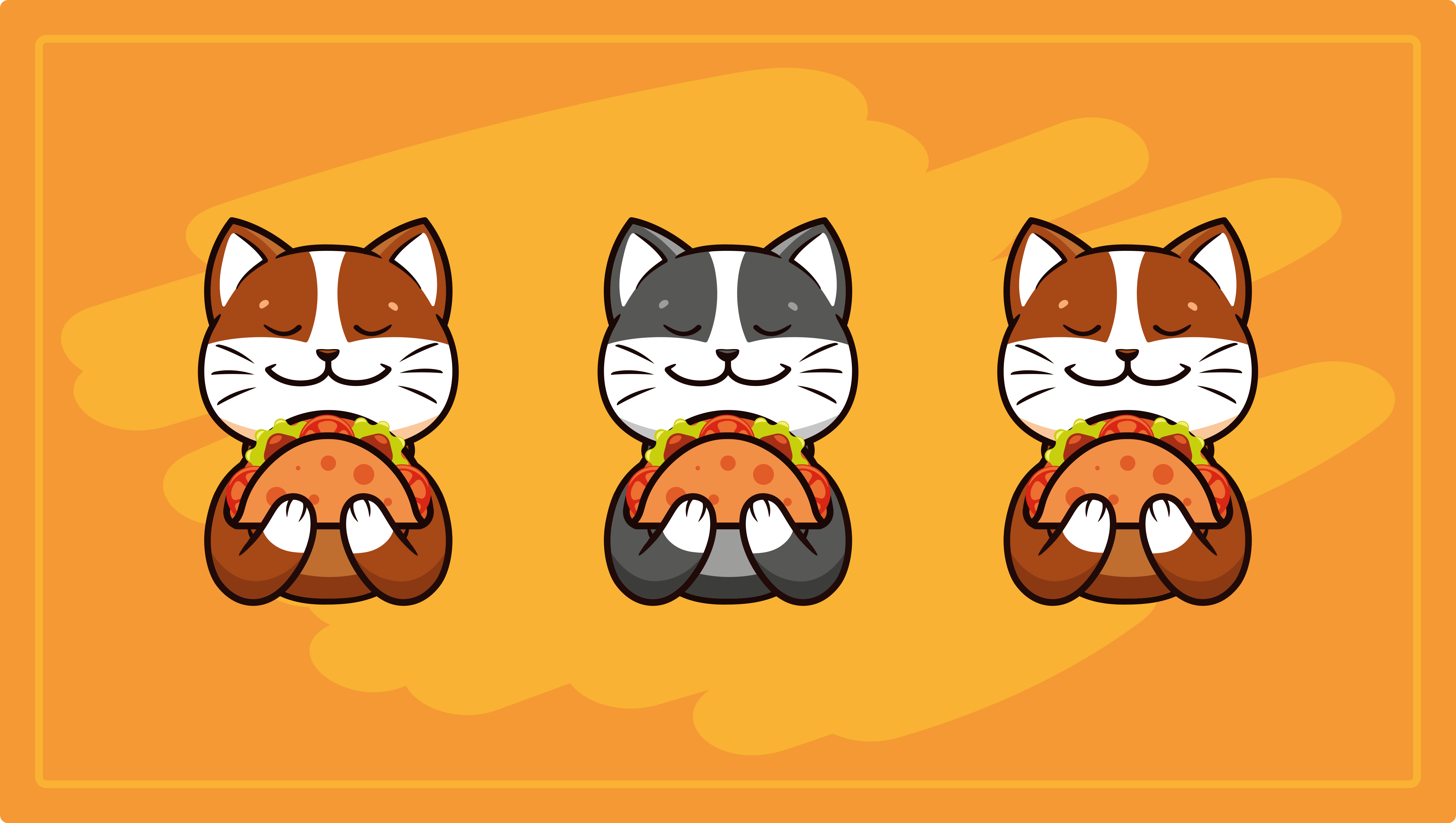Srečni mačji trio Vinilne preproge v drugih vzorcih - TenStickers
