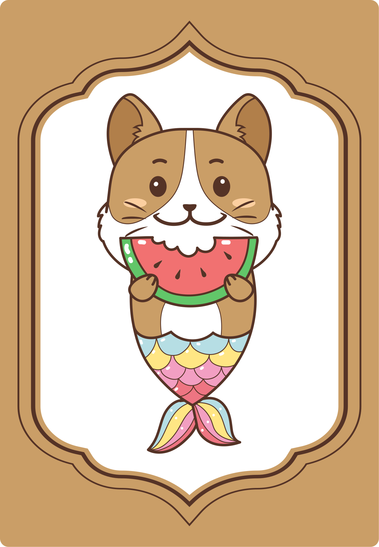 Ljubki lik morske deklice Tepih z živalskim potiskom - TenStickers