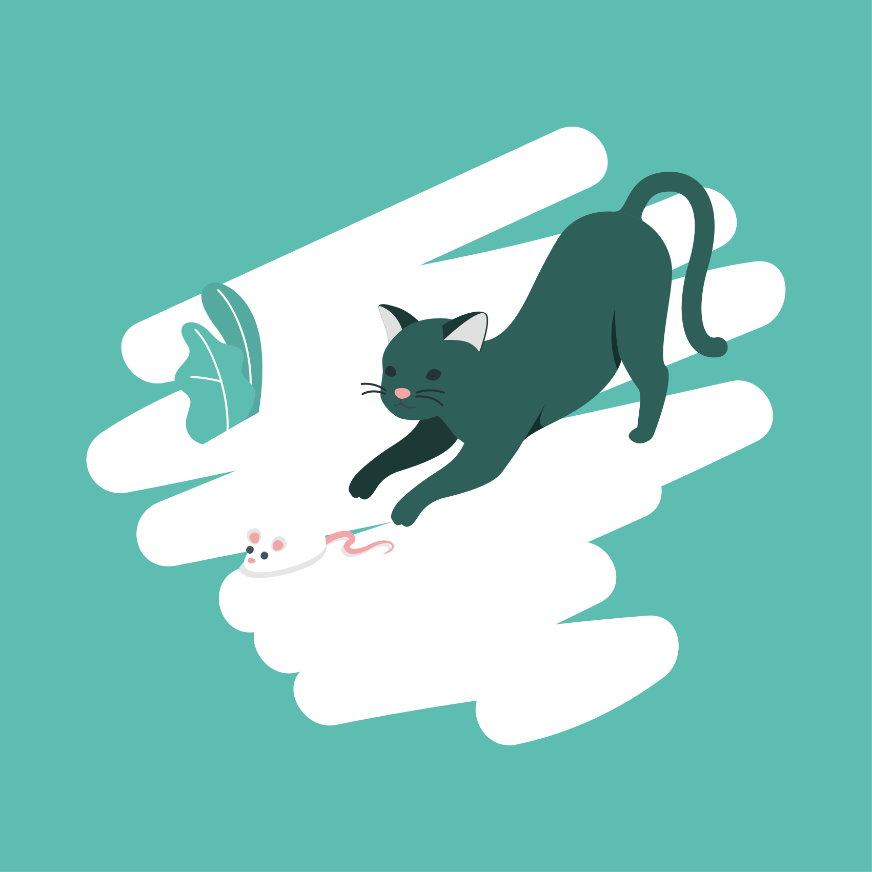 Igrivo zasledovanje mačk Vinilne preproge za spalnico - TenStickers