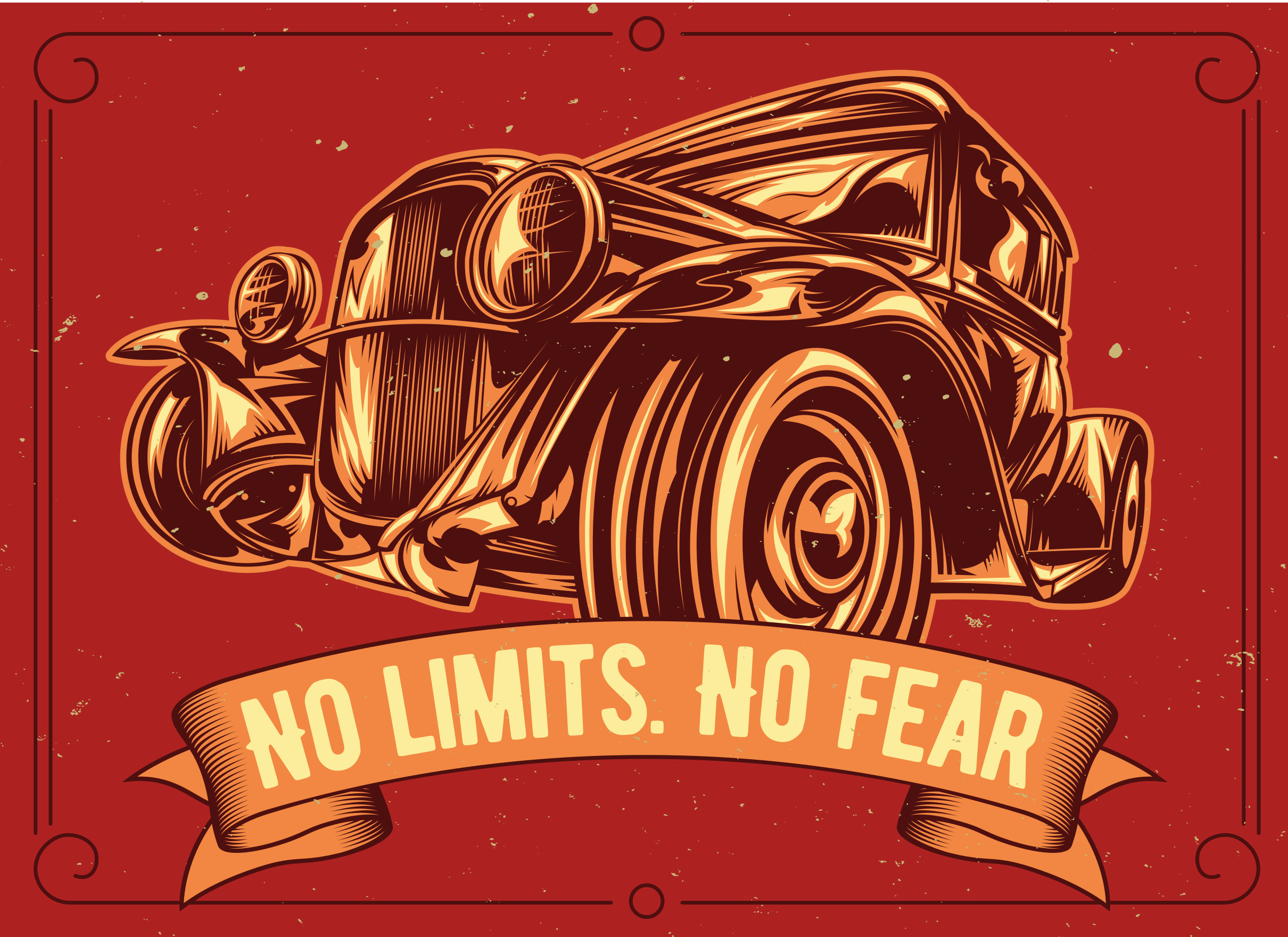 Ilustracija klasičnega avtomobila vinilne preproge z napisom - TenStickers