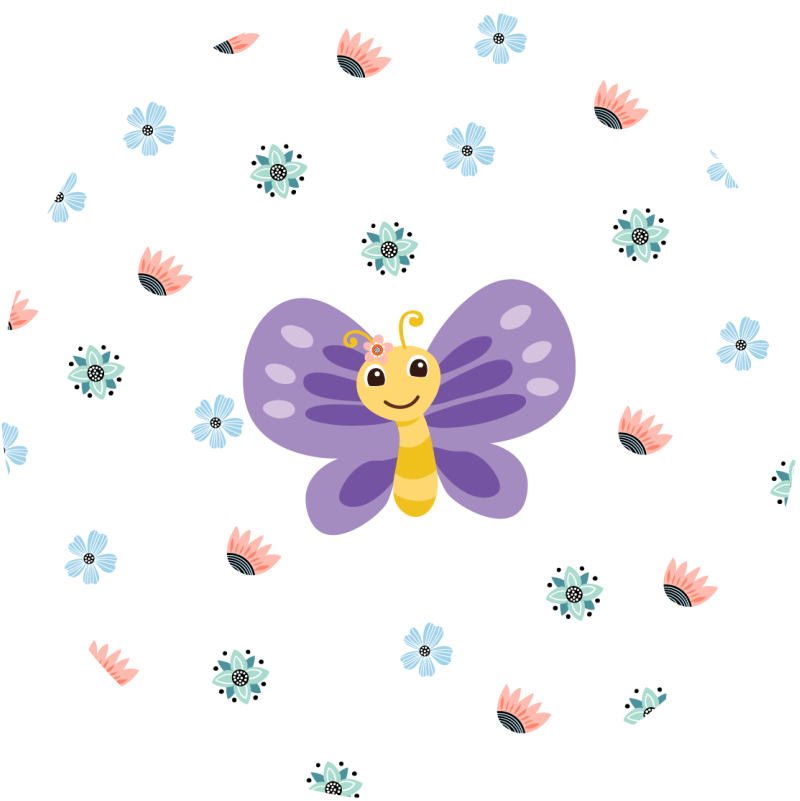 Vijoličen dizajn metulja Otroške vinilna preproga - TenStickers