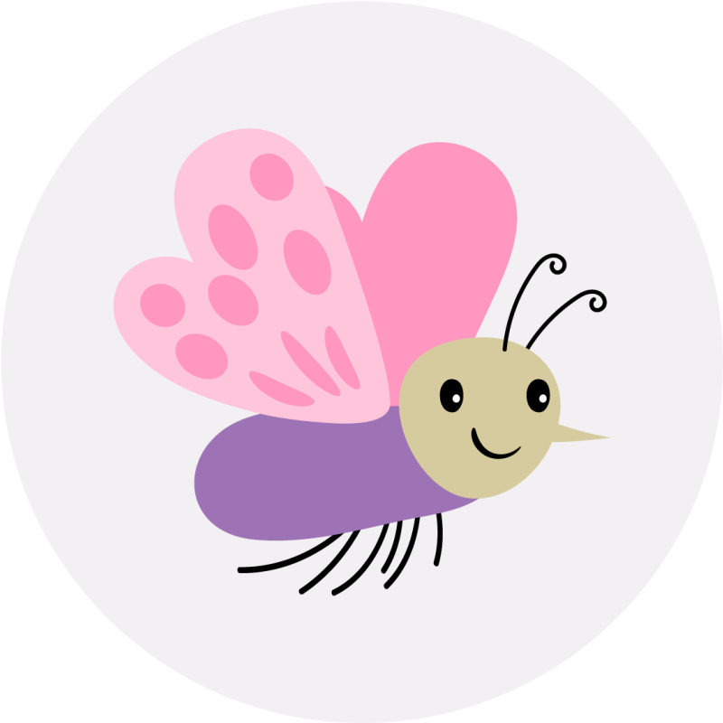 Cute butterfly character otroška vinilna preproga - TenStickers